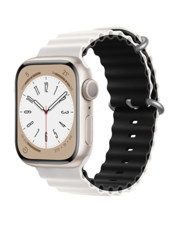 iWatch (42/44/45/49mm) Ocean Band Silicone Sport Strap Band - WHITE & BLACK (Only Ground Shipping)