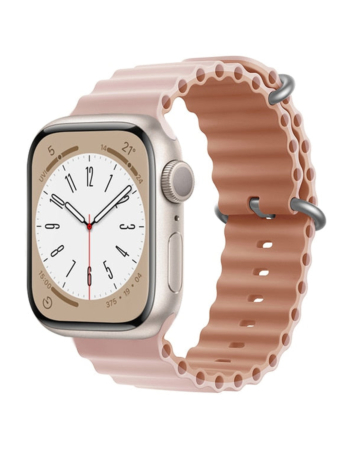 iWatch (42/44/45/49mm) Ocean Band Silicone Sport Strap Band - OXFORD POWDER & ROSE GREY (Only Ground Shipping)
