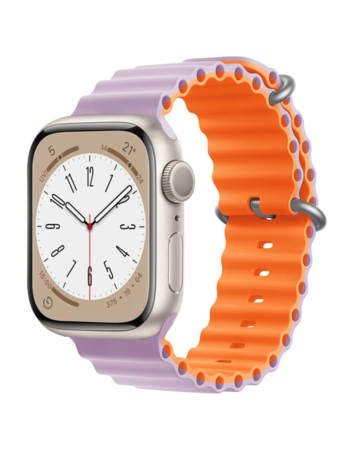 iWatch (42/44/45/49mm) Ocean Band Silicone Sport Strap Band - LIGHT PURPLE & ORANGE (Only Ground Shipping)