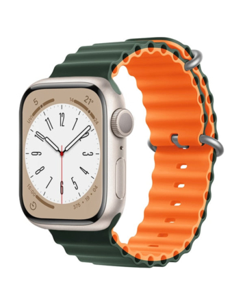 iWatch (42/44/45/49mm) Ocean Band Silicone Sport Strap Band - ORANGE & GREEN (Only Ground Shipping)