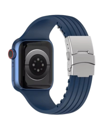Striped Silicone Sport Band (NAVY BLUE) for iWatch (42/44/45/49mm) (Only Ground Shipping)