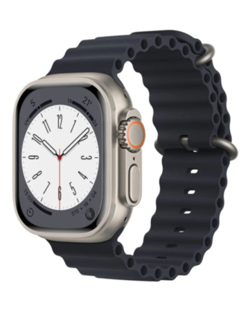 Silicone Ocean Strap with Metal Buckle (BLACK) for iWatch (42 / 44 / 45 / 49mm) (Only Ground Shipping)