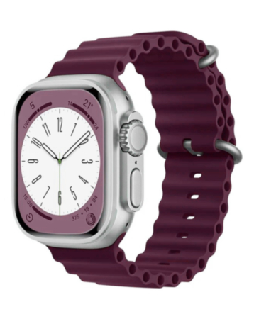 Silicone Ocean Strap with Metal Buckle (BURGUNDY) for iWatch (42 / 44 / 45 / 49mm) (Only Ground Shipping)