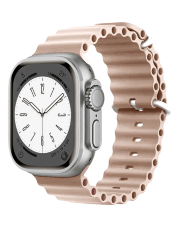 Silicone Ocean Strap with Metal Buckle (SAND POWDER) for iWatch (42 / 44 / 45 / 49mm) (Only Ground Shipping)