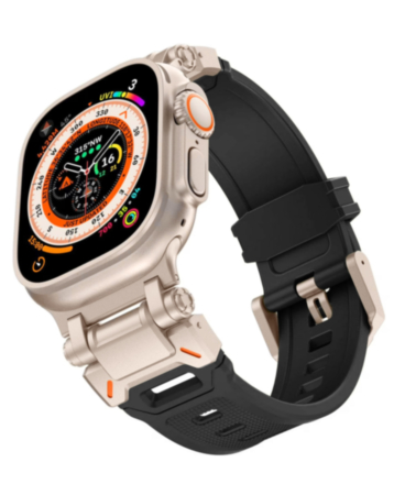 Sport Silicone Band with Metal Connector (BLACK) for iWatch (42 / 44 / 45 / 49mm) (Only Ground Shipping)