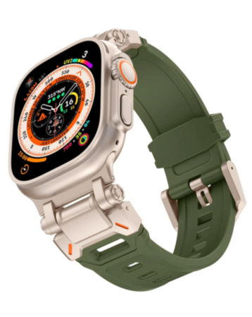 Sport Silicone Band with Metal Connector (ARMY GREEN) for iWatch (42 / 44 / 45 / 49mm) (Only Ground Shipping)
