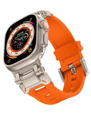 Sport Silicone Band with Metal Connector (ORANGE) for iWatch (42 / 44 / 45 / 49mm) (Only Ground Shipping)