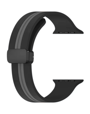 MagStripe Dual Color Magnetic Silicone Band (BLACK & GRAY) for iWatch (42 / 44 / 45 / 49mm) (Only Ground Shipping)