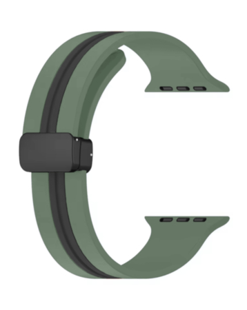 MagStripe Dual Color Magnetic Silicone Band (OLIVE GREEN & BLACK) for iWatch (42 / 44 / 45 / 49mm) (Only Ground Shipping)