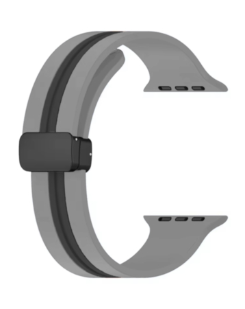 MagStripe Dual Color Magnetic Silicone Band (GRAY & BLACK) for iWatch (42 / 44 / 45 / 49mm) (Only Ground Shipping)