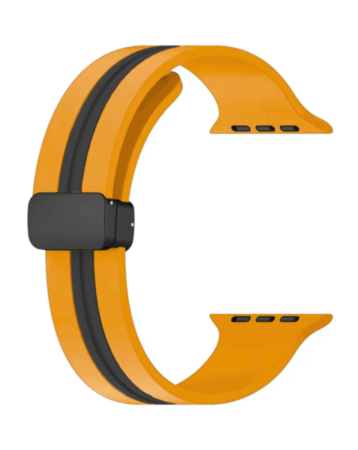MagStripe Dual Color Magnetic Silicone Band (YELLOW & BLACK) for iWatch (42 / 44 / 45 / 49mm) (Only Ground Shipping)
