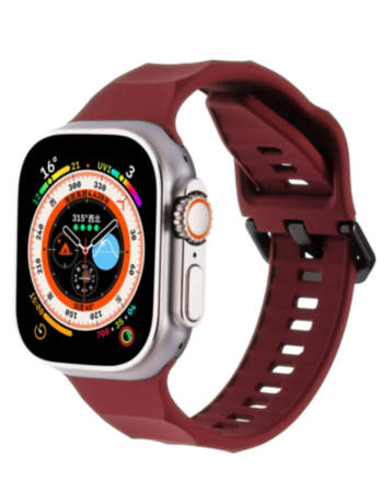 Silicone Wave Sport Strap (BURGUNDY) for iWatch (42 / 44 / 45 / 49mm) (Only Ground Shipping)
