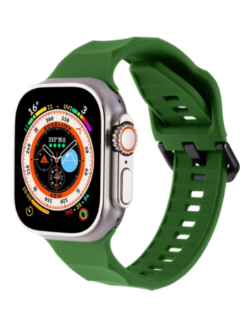 Silicone Wave Sport Strap (DARK GREEN) for iWatch (42 / 44 / 45 / 49mm) (Only Ground Shipping)