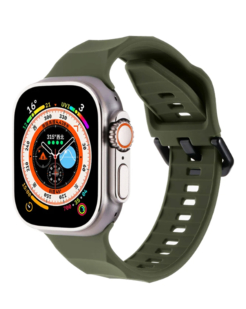 Silicone Wave Sport Strap (OLIVER GREEN) for iWatch (42 / 44 / 45 / 49mm) (Only Ground Shipping)