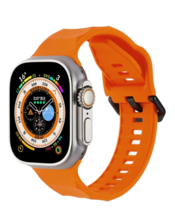 Silicone Wave Sport Strap (ORANGE) for iWatch (42 / 44 / 45 / 49mm) (Only Ground Shipping)