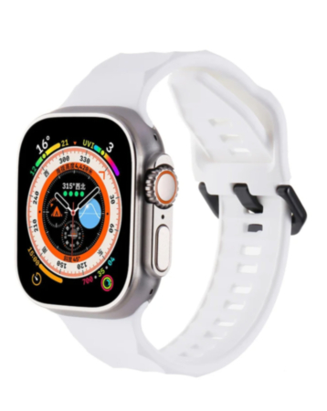 Silicone Wave Sport Strap (WHITE) for iWatch (42 / 44 / 45 / 49mm) (Only Ground Shipping)