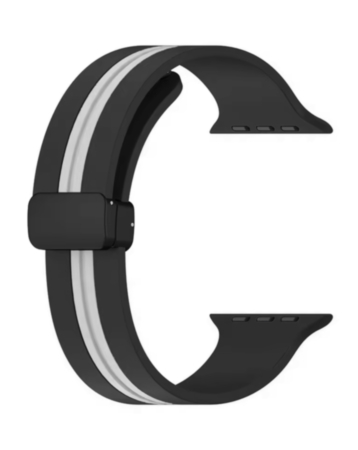 MagStripe Dual Color Magnetic Silicone Band (BLACK & WHITE) for iWatch (42 / 44 / 45 / 49mm) (Only Ground Shipping)