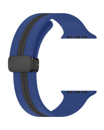 MagStripe Dual Color Magnetic Silicone Band (MIDNIGHT BLUE & BLACK) for iWatch (42 / 44 / 45 / 49mm) (Only Ground Shipping)