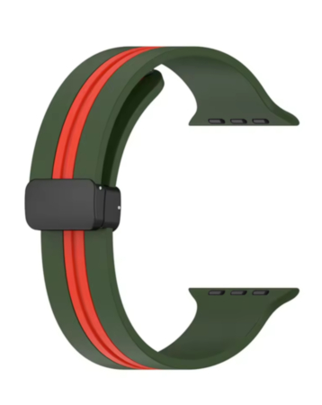 MagStripe Dual Color Magnetic Silicone Band (GREEN & ORANGE) for iWatch (42 / 44 / 45 / 49mm) (Only Ground Shipping)