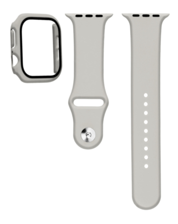 Silicone Soft Band with Tempered Glass (LIGHT GRAY) for iWatch 42mm (2024) (Only Ground Shipping)