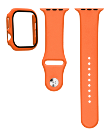 Silicone Soft Band with Tempered Glass (ORANGE) for iWatch 42mm (2024) (Only Ground Shipping)