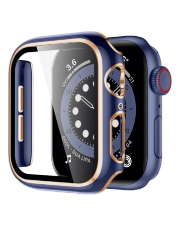 iWatch 45mm Shinny Hard PC Bumper Case - BLUE & SILVER (Only Ground Shipping)
