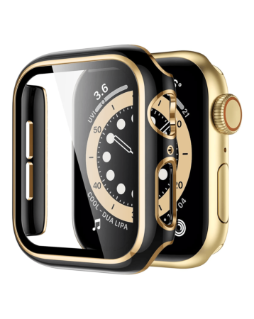 iWatch 45mm Shinny Hard PC Bumper Case - BLACK & GOLD (Only Ground Shipping)