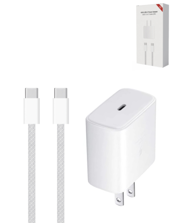 Stock up on the 100W USB-C to USB-C Fast Charging Cable with a 45W USB-C Power Adapter for iPhone 16/15 and iPad Series (6ft).