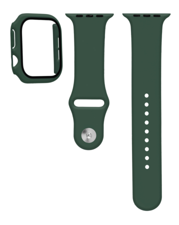 Silicone Soft Band with Tempered Glass - DARK GREEN for iWatch 46mm (Only Ground Shipping)