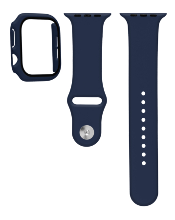 Silicone Soft Band with Tempered Glass - NAVY BLUE for iWatch 46mm (Only Ground Shipping)