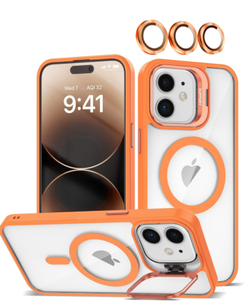 Transpalet Silicone Case (ORANGE) for iPhone 11 with Camera Stand and Camera Lens (Only Ground Shipping)
