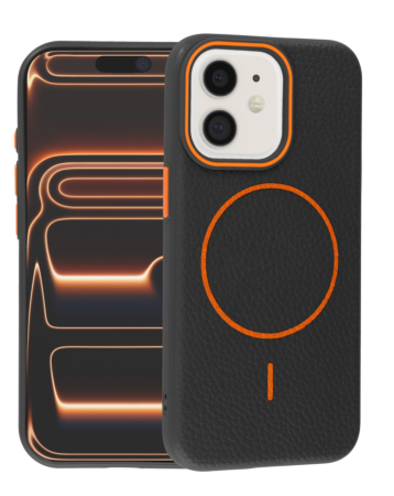 Magnetic Leather Soft Cases - BLACK & ORANGE for iPhone 11 (Only Ground Shipping)
