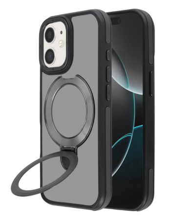 Matte Transparent Case with Wireless Charging Kickstand - BLACK for iPhone 11 (Only Ground Shipping)