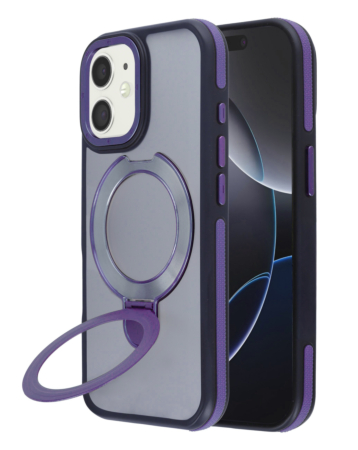 Matte Transparent Case with Wireless Charging Kickstand - PURPLE for iPhone 11 (Only Ground Shipping)