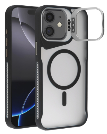 Matte Transparent Camera Stand Case with Wireless Charging - BLACK for iPhone 11 (Only Ground Shipping)