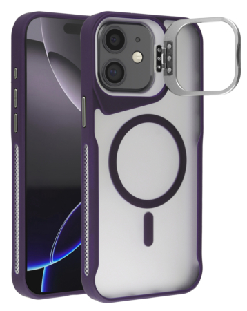 Matte Transparent Camera Stand Case with Wireless Charging - DARK PURPLE for iPhone 11 (Only Ground Shipping)