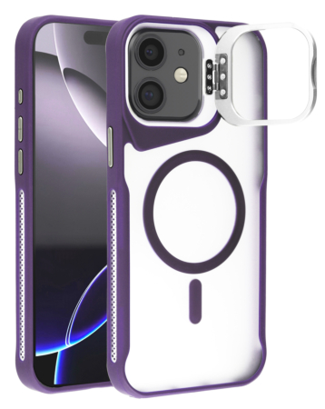 Matte Transparent Camera Stand Case with Wireless Charging - PURPLE for iPhone 11 (Only Ground Shipping)