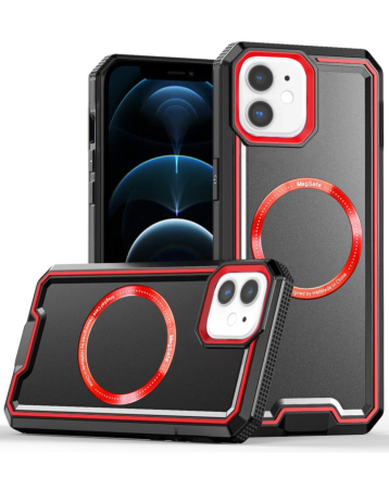 Non-Slip Translucent Matte Wireless Charging Case - BLACK & RED for iPhone 11 (Only Ground Shipping)