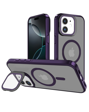 Slim Transparent Camera Stand Case with Wireless Charging - PURPLE for iPhone 11 (Only Ground Shipping)