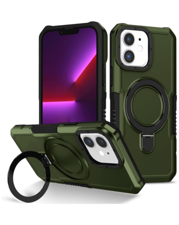 Hard PC Shockproof Case w /Ring Holder - GREEN for iPhone 11 (Only Ground Shipping)