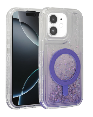 Wireless Charging Protective Glitter Liquid Bumper Case - PURPLE for iPhone 11 (Only Ground Shipping)