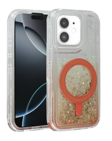 Wireless Charging Protective Glitter Liquid Bumper Case - RED for iPhone 11 (Only Ground Shipping)