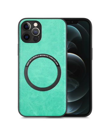 Wireless Charging Full Leather Case - TEAL for iPhone 12 Pro Max (Only Ground Shipping)