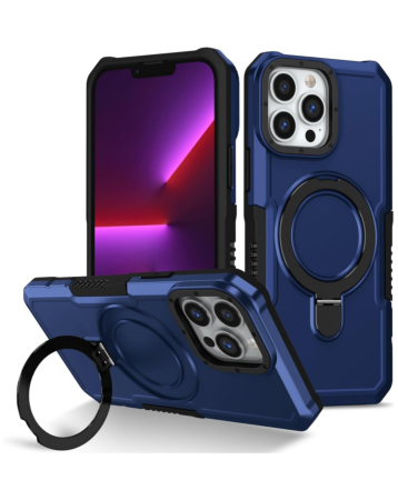 Hard PC Shockproof Case w /Ring Holder - BLUE for iPhone 12 Pro Max (Only Ground Shipping)