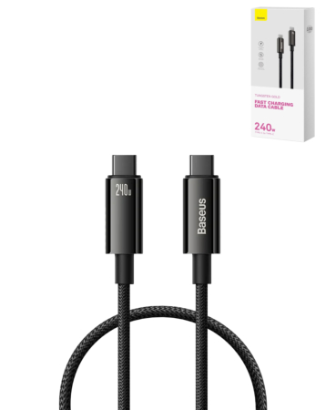 BASEUS PD 3.1 USB C-C Tungsten Gold Fast Charging Data Cable (BLACK) (240w) (3ft) (Only Ground Shipping)
