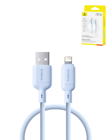 BASEUS Silky Series Fast Charging Cable USB A-L (GALAXY BLUE) (12W) (3ft) (Only Ground Shipping)