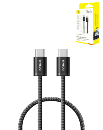 BASEUS USB C-C Dynamic 4 Braided Fast Charging Data Cable (BLACK) (100w) (3ft) (Only Ground Shipping)