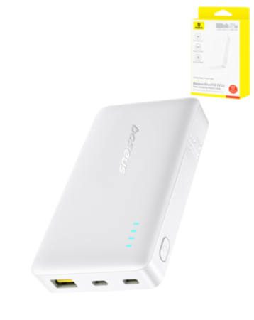 BASEUS EnerFill FP21 Power Bank with USB C-C Fast Charging Cable (22.5W) (10000mAh) (MOON WHITE) (Only Ground Shipping)
