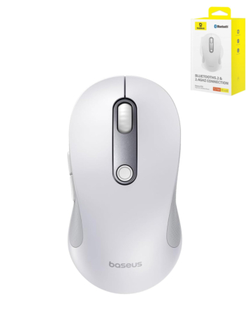 BASEUS F02 Ergonomic Wireless Mouse Bluetooth (MOON WHITE) (Only Ground Shipping)