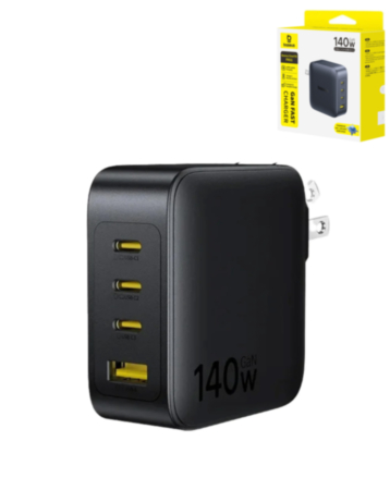 BASEUS EnerFill FH11 GaN Fast Charger 3C+U 140W US (COSMIC BLACK) (Only Ground Shipping)